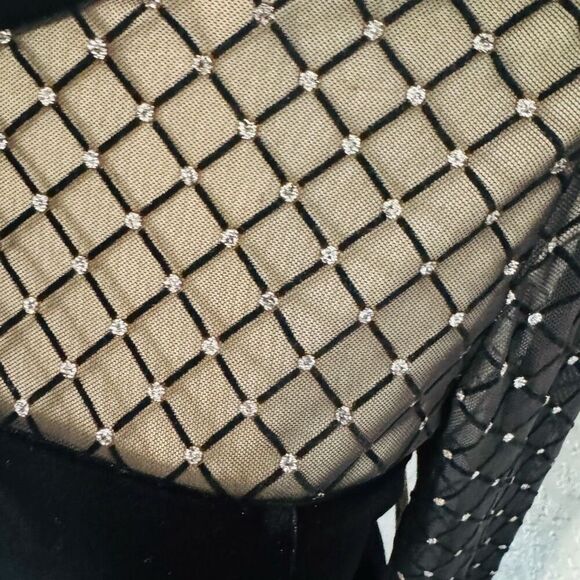 Eliza J Beaded Yoke Mixed Media Long Sleeve Sheath Dress, Black, Size 14, NWT - Picture 9 of 16